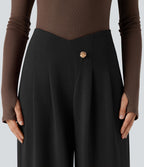 Pantalon tailleur SpacerTek™ taille super haute, jambe large croisée