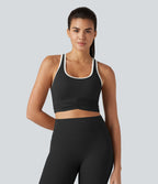 Halara UltraSculpt™ Débardeur de yoga col U dos nageur color block avec soutien-gorge intégré et poche