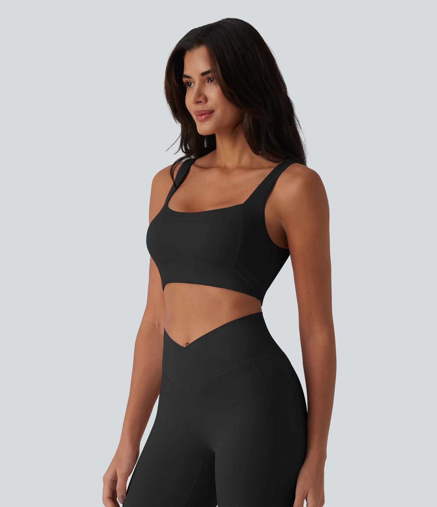 Brassière de sport yoga SoftlyZero™ Plush col carré avec brassière intégrée maintien léger