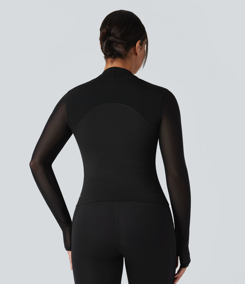Top de sport yoga SoftlyZero™ Plush 2-en-1 mesh contrastant avec trous pouces