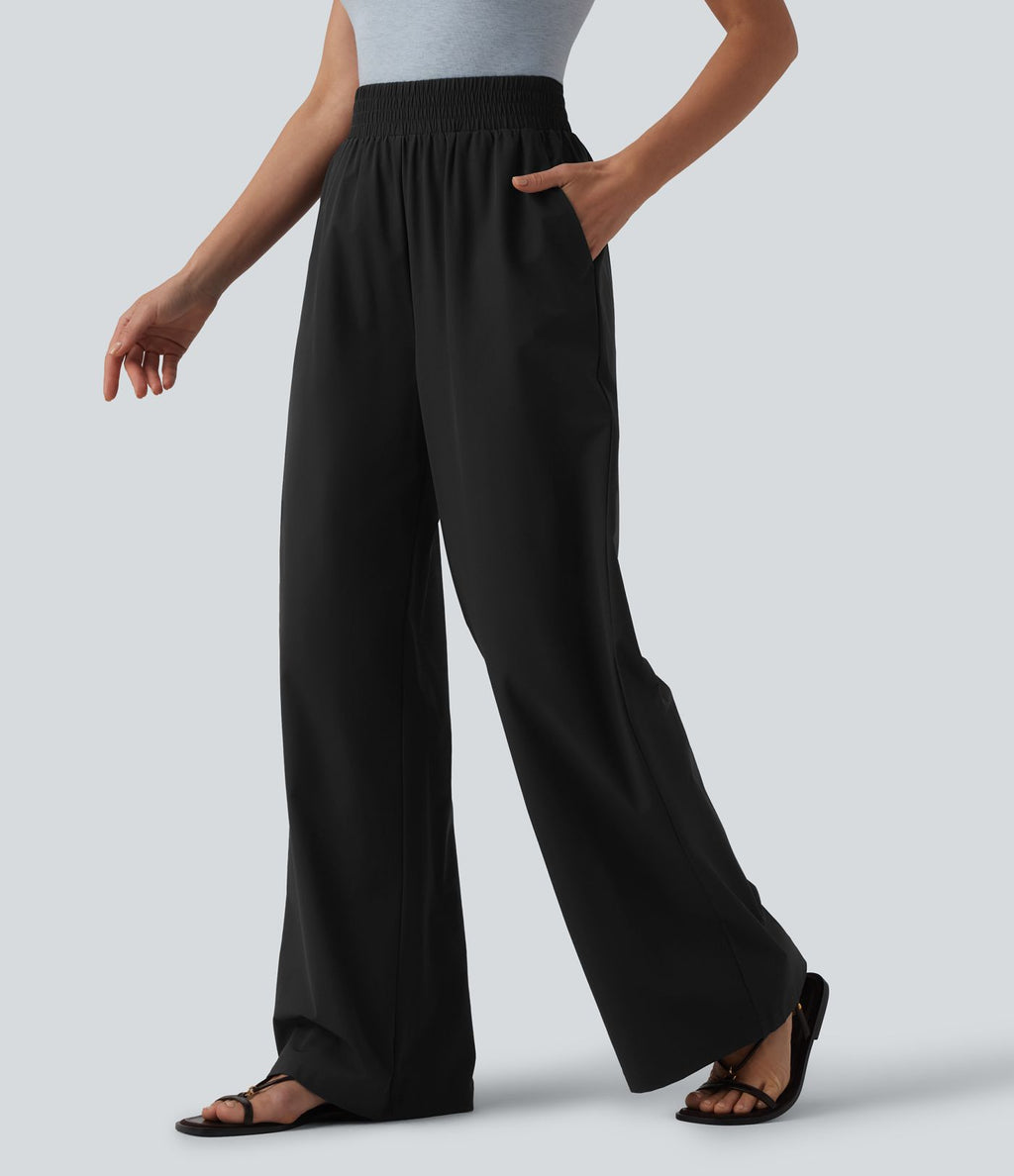 Pantalon casual large ample taille haute avec poches