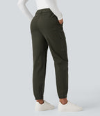 Jogging cargo chino coton taille haute avec poches