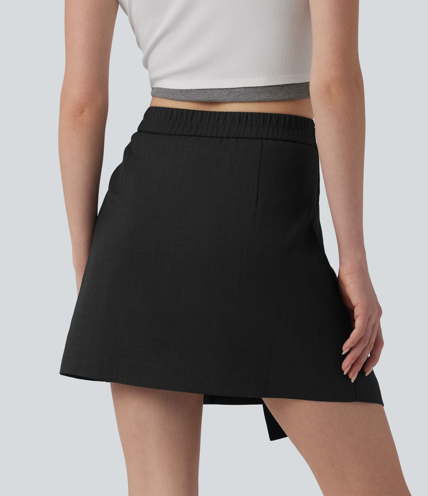 Jupe courte casual 2-en-1 à plis taille haute