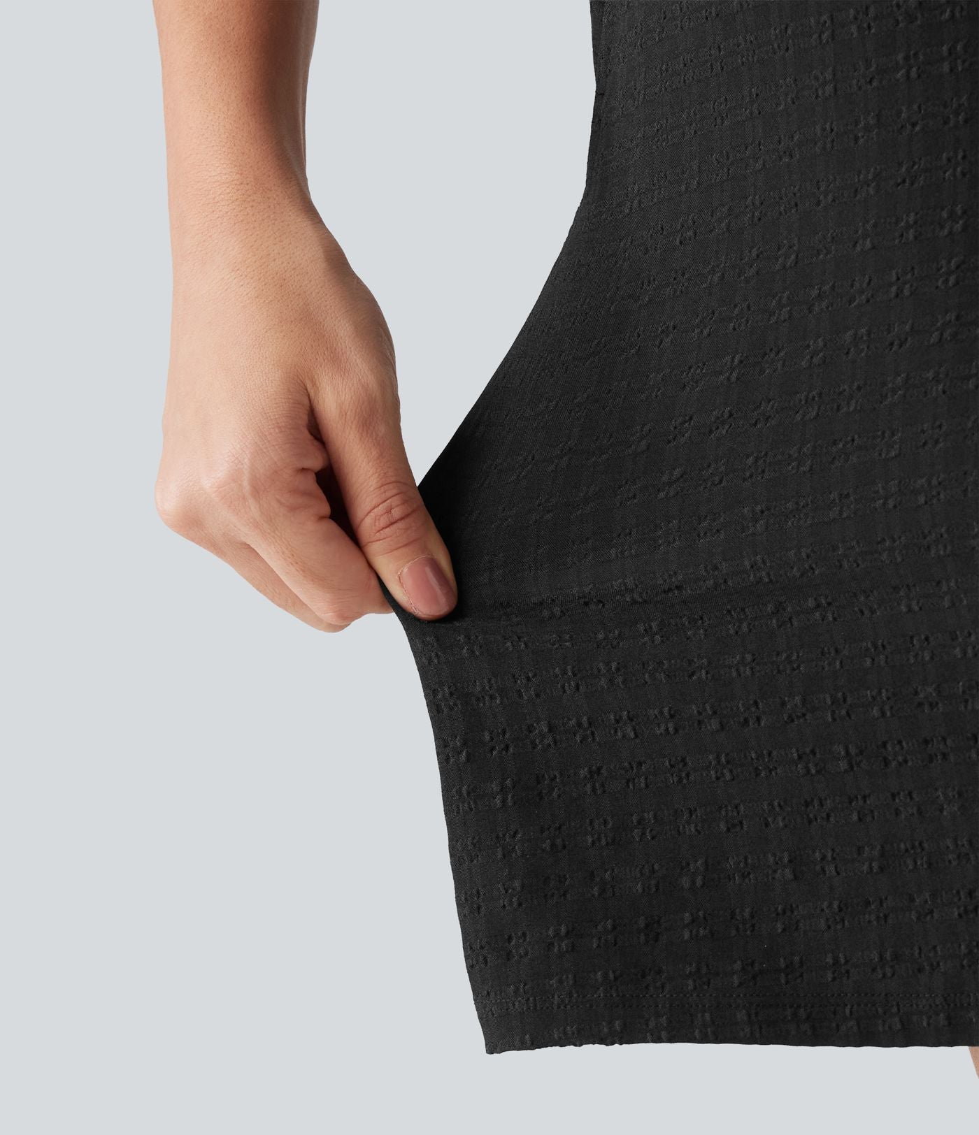 Robe mini casual sans manches col bateau à carreaux vichy, avec poches
