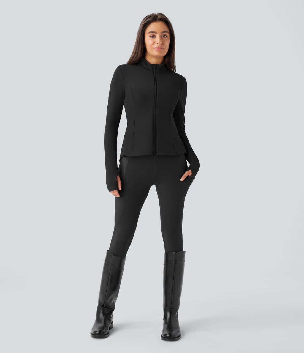 Veste d'équitation ajustée Softlyzero™ avec col montant, passe-pouces, poches, plis et fermeture éclair - Protection UPF50+