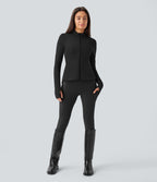 Veste d'équitation ajustée Softlyzero™ avec col montant, passe-pouces, poches, plis et fermeture éclair - Protection UPF50+