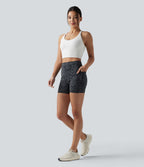 Short cycliste d'entraînement Halara UltraSculpt™ taille haute gainant imprimé léopard 12,5 cm avec poches