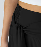 Breezeful™ Pantalon Large Casual Taille Haute Froncé à Nouer Devant et Dos Fluide Séchage Rapide