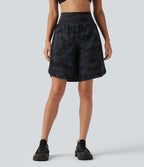 Short de running Halara UltraSculpt™ gainant taille haute imprimé camouflage avec ourlet arrondi et poche - 23 cm