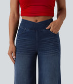 Jean large décontracté Halara Flex™ croisé taille haute avec poches
