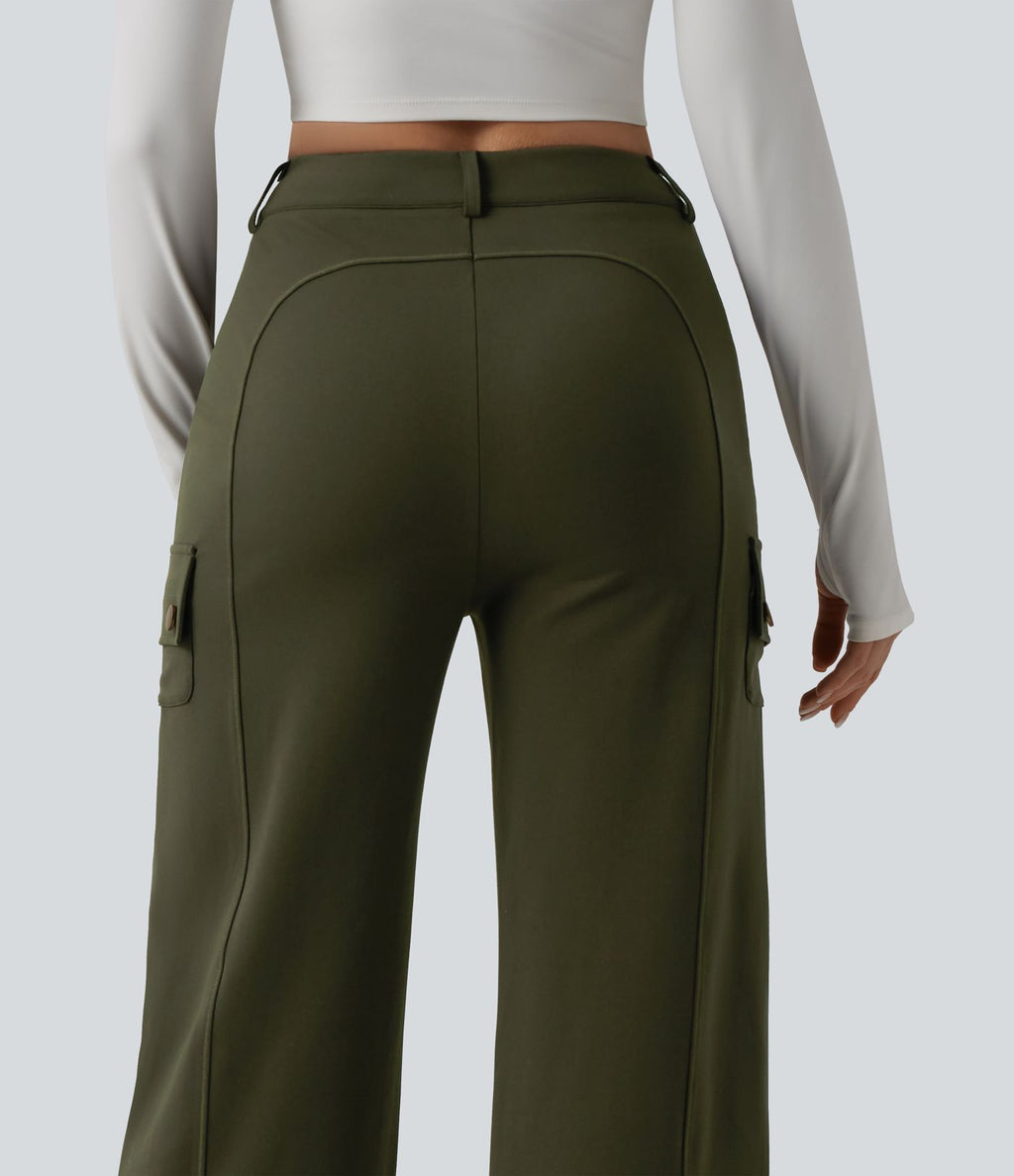 DayStretch Pantalon cargo décontracté taille haute coupe droite avec poches