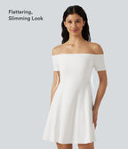 Robe mini SoftlyZero™ Plush épaules dénudées à manches courtes, maintien intégré, bonnets B à E