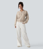 Pull décontracté à col chemise avec poches poitrine boutonnées