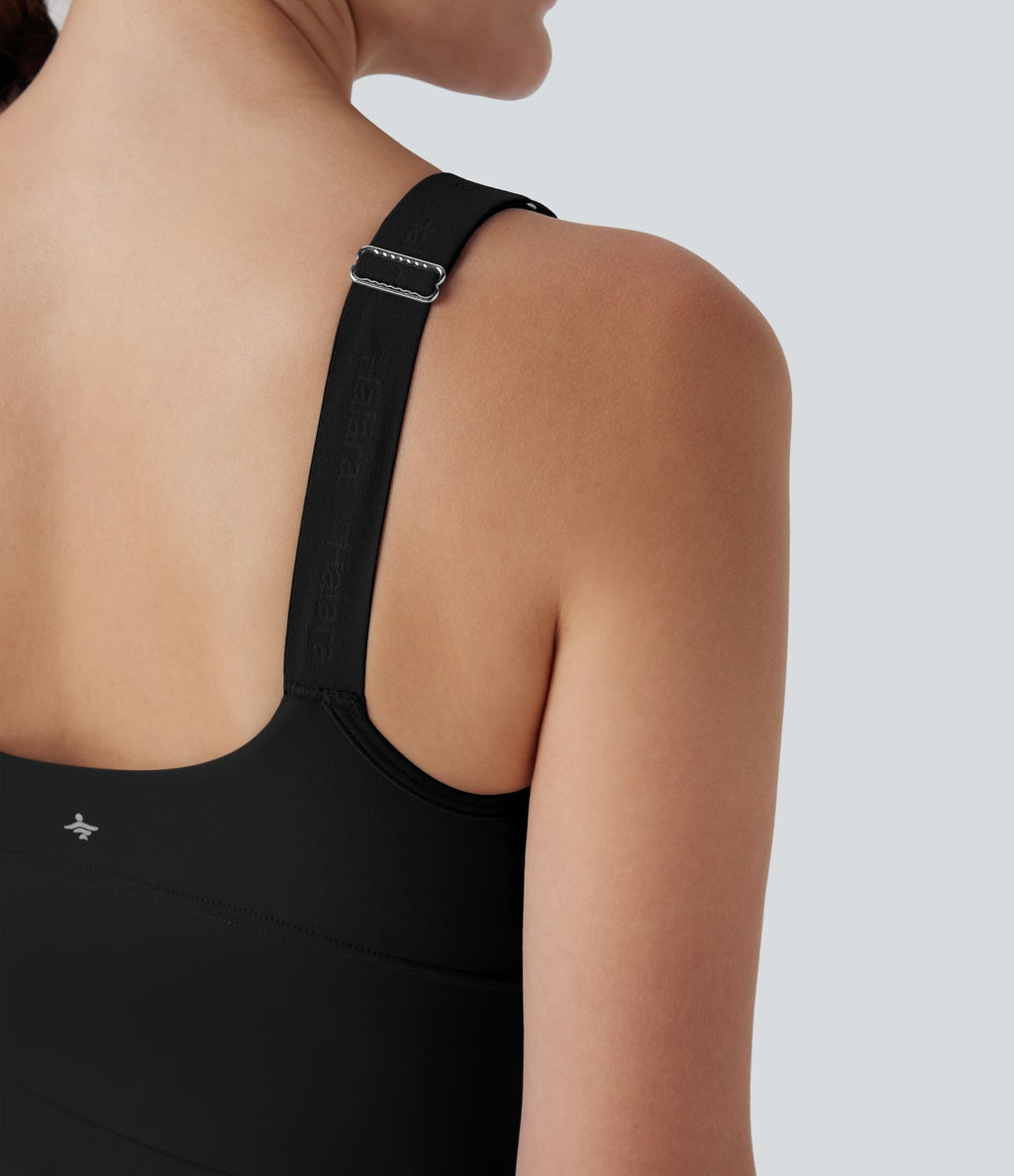 Robe active de yoga 2-en-1 Softlyzero™ Plush avec bretelles ajustables, armatures push-up, dos nu et poches-Easy Peasy