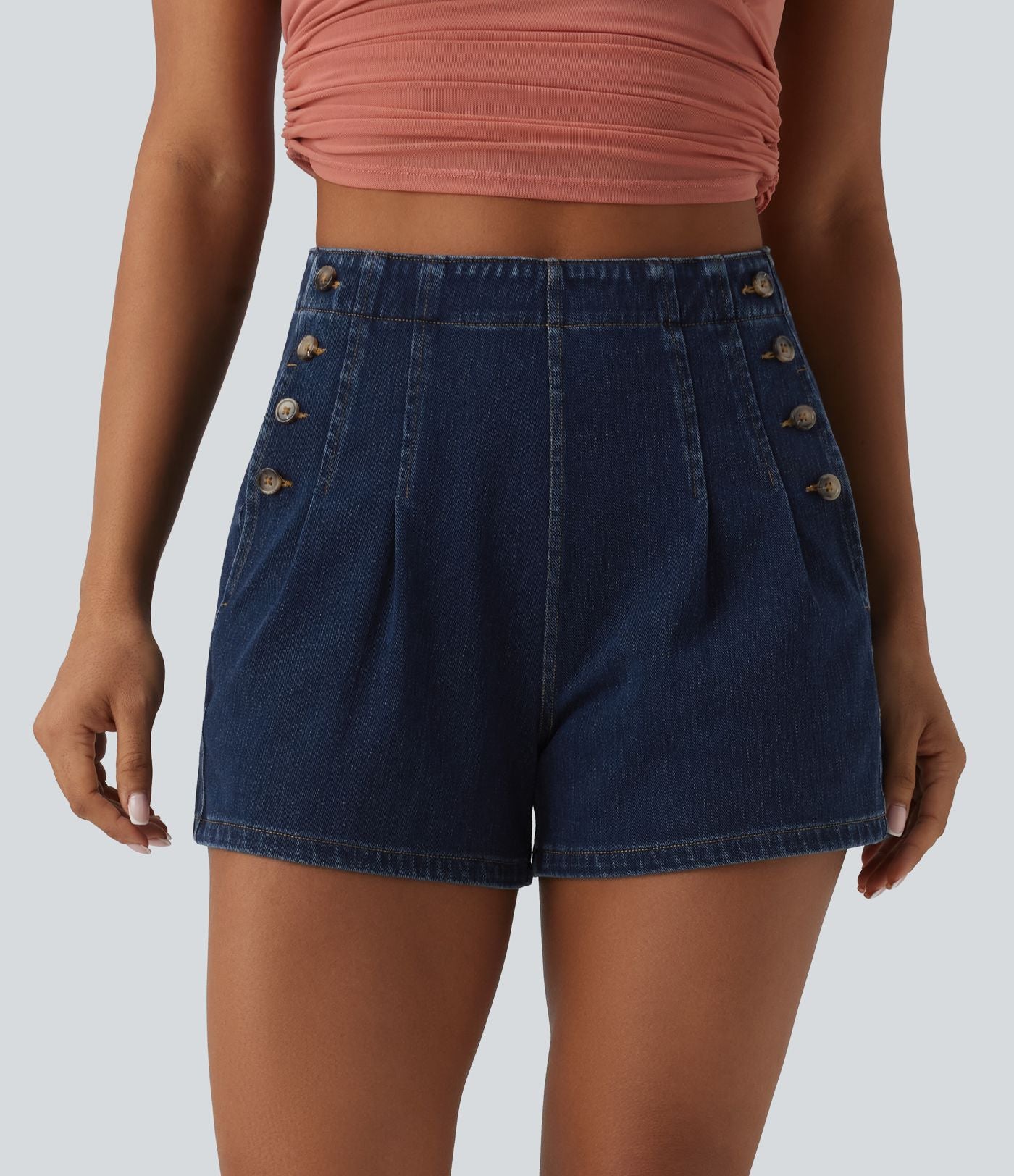 Halara Flex™ Short en denim taille haute 7,5 cm avec poches