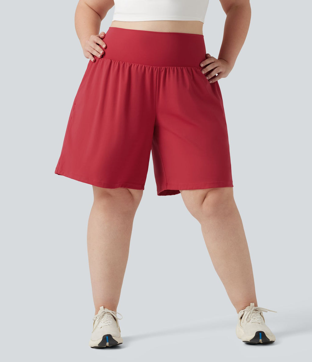 Short de yoga grande taille SoftlyZero™ Airy 2-en-1 taille très haute, à effet frais InstantCool, avec poches, 23 cm