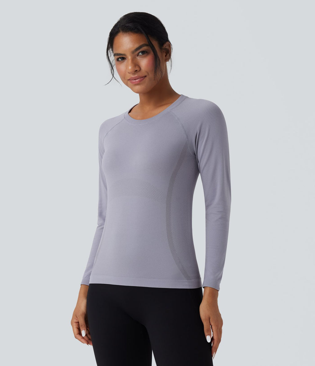 Haut de sport col rond manches raglan longues sans couture OneForm Seamless Flow