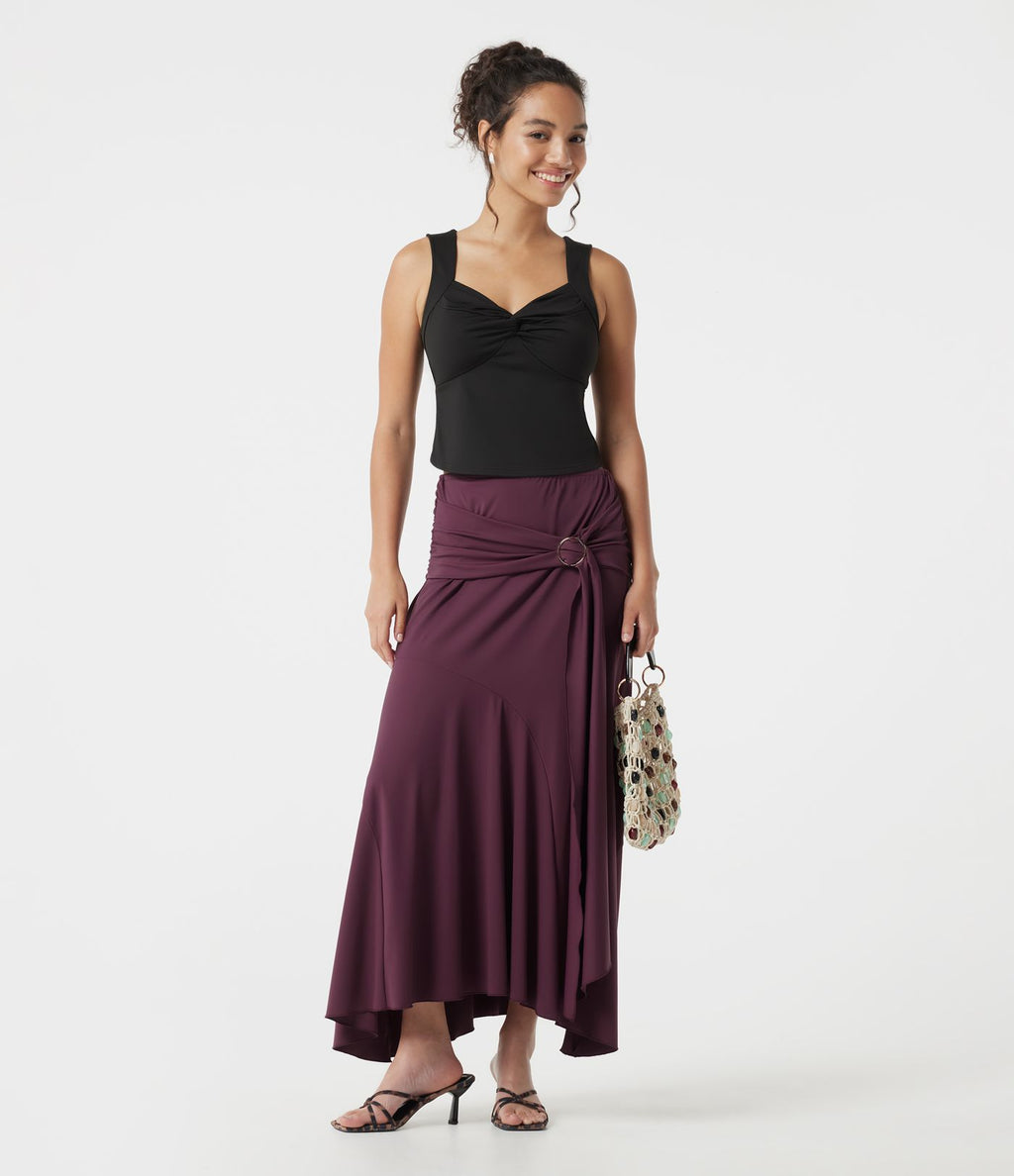 Jupe de soirée maxi taille mi-haute froncée coupe sirène