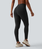 Legging 7/8 de yoga taille haute avec cordon de serrage uni et poches