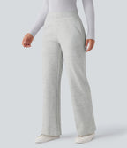 Pantalon tailleur coupe droite taille moyenne avec poches