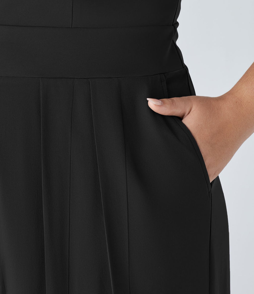 Breezeful™ Combinaison Dos Nu Poche Zippée Invisible Sur le Côté Jambe Large Séchage Rapide Grande Taille