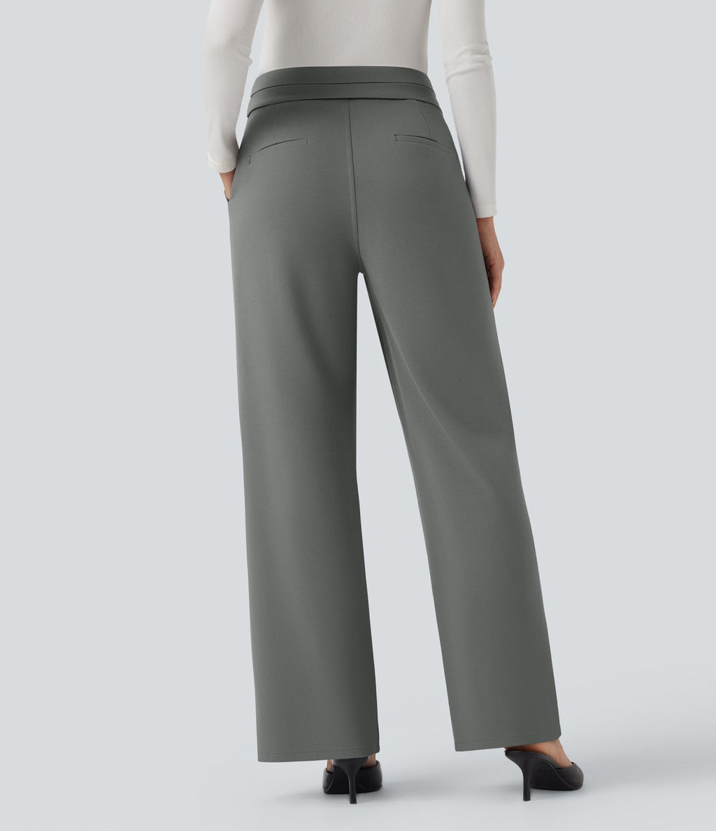 Pantalon tailleur coupe droite taille haute Halara Flex™ avec poches