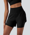 Shorts yoga Breezeful™ taille super haute 2-en-1 séchage rapide, ourlet arrondi, entrejambe 13cm, avec poches
