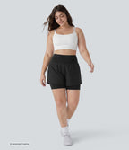 Short de yoga 2-en-1 grande taille à taille très haute en SoftlyZero™ Airy à effet frais InstantCool 17,5 cm avec poches