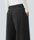 Pantalon baggy taille haute avec poches