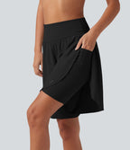Short de course 2 en 1 SoftlyZero™ QuickDry taille haute, effet ventre plat, pois réfléchissants, ourlet croisé, 23 cm, avec poches
