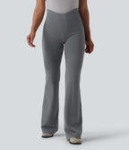 Pantalon évasé décontracté taille haute gainant en V avec poches