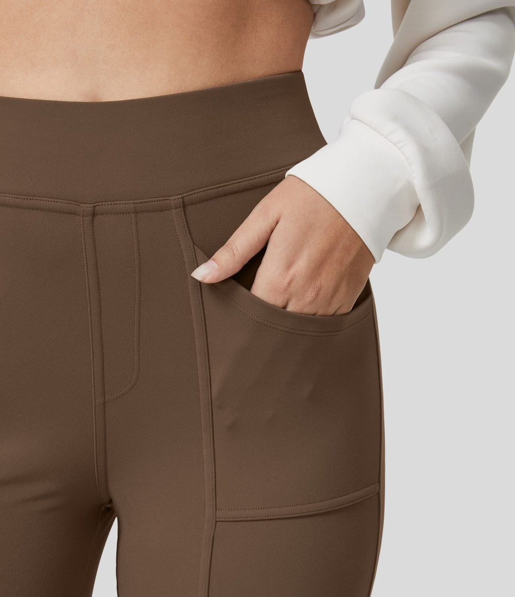 Pantalon ajusté taille haute zippé avec poches