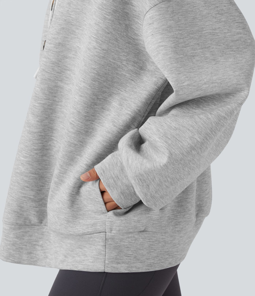 Sweat-shirt décontracté à capuche, cordon de serrage, manches longues et poches