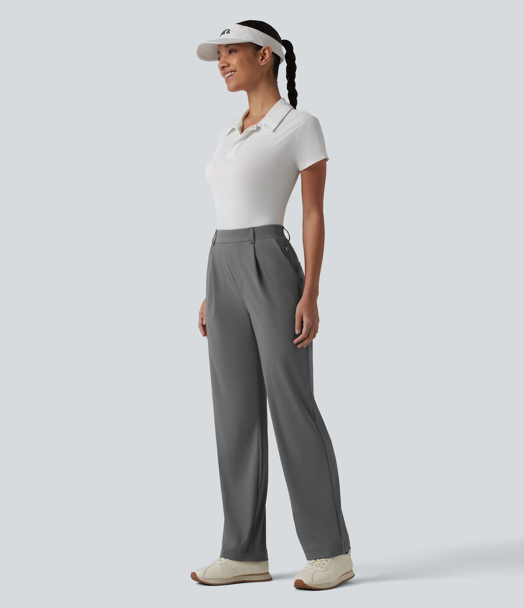 Pantalon de golf droit taille haute séchage rapide avec poches – UPF 40+