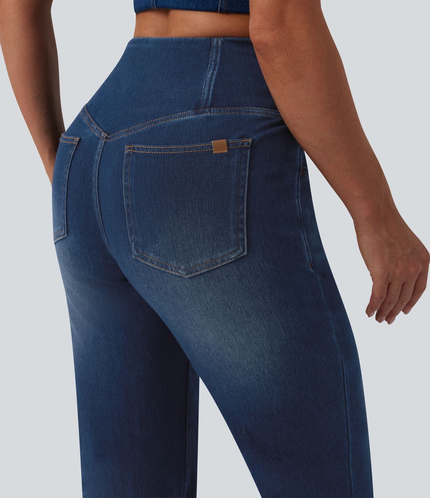 Jean évasé Halara Flex™ casual taille haute croisée avec poches