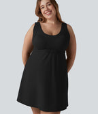 Robe de tennis 2-en-1 Halara UltraSculpt™ grande taille avec soutien-gorge intégré push-up et poches - Édition Easy Peasy