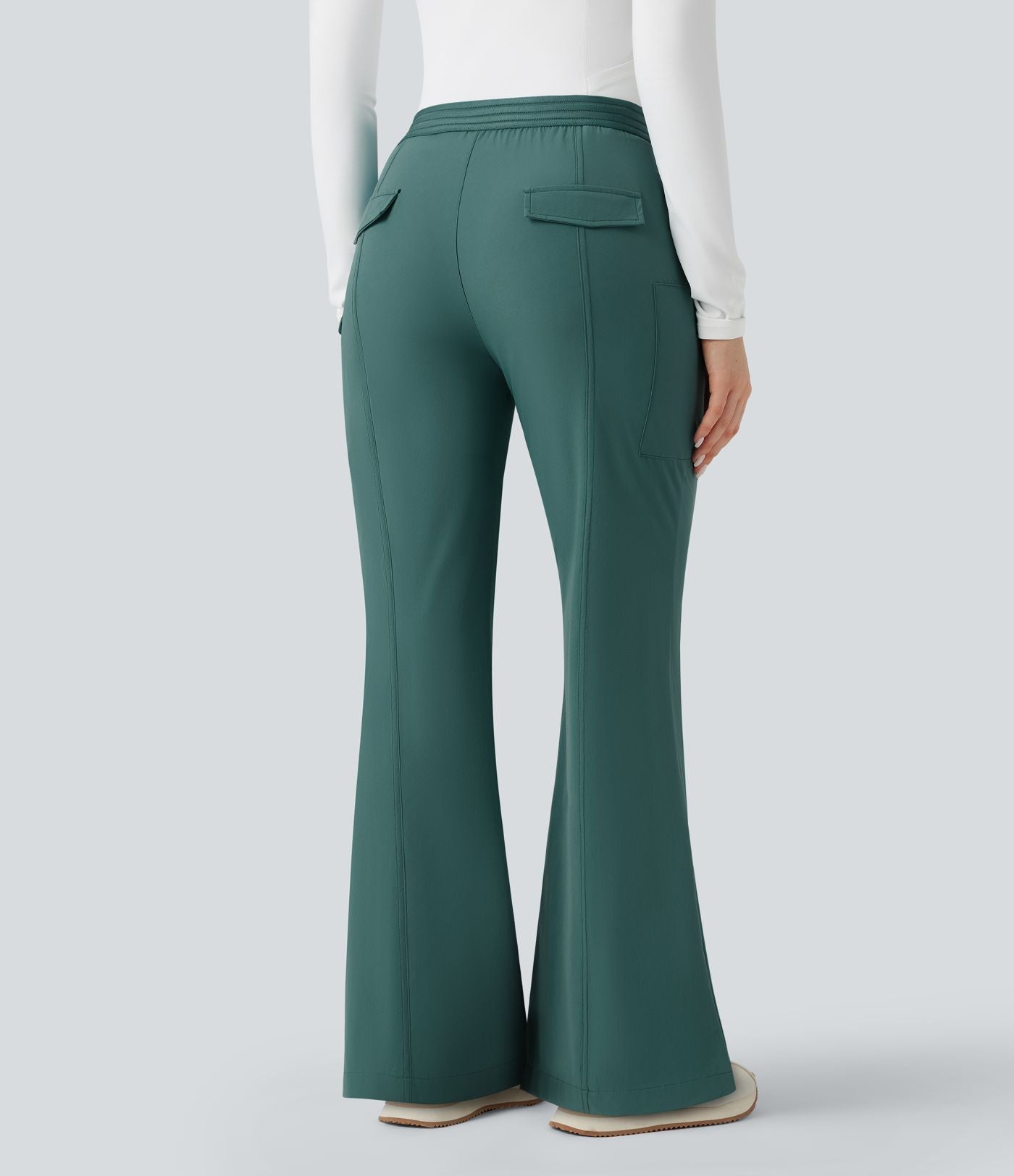 Pantalon de randonnée bootcut déperlant résistant à l'abrasion taille basse avec poches