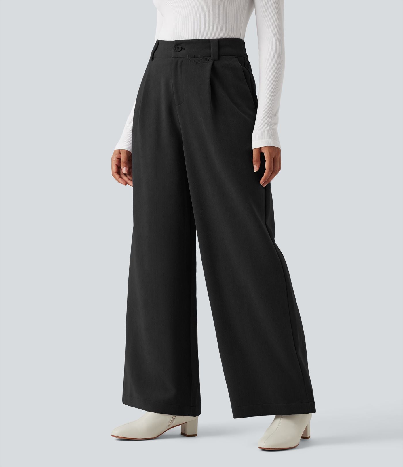 Pantalon tailleur baggy taille haute avec poches