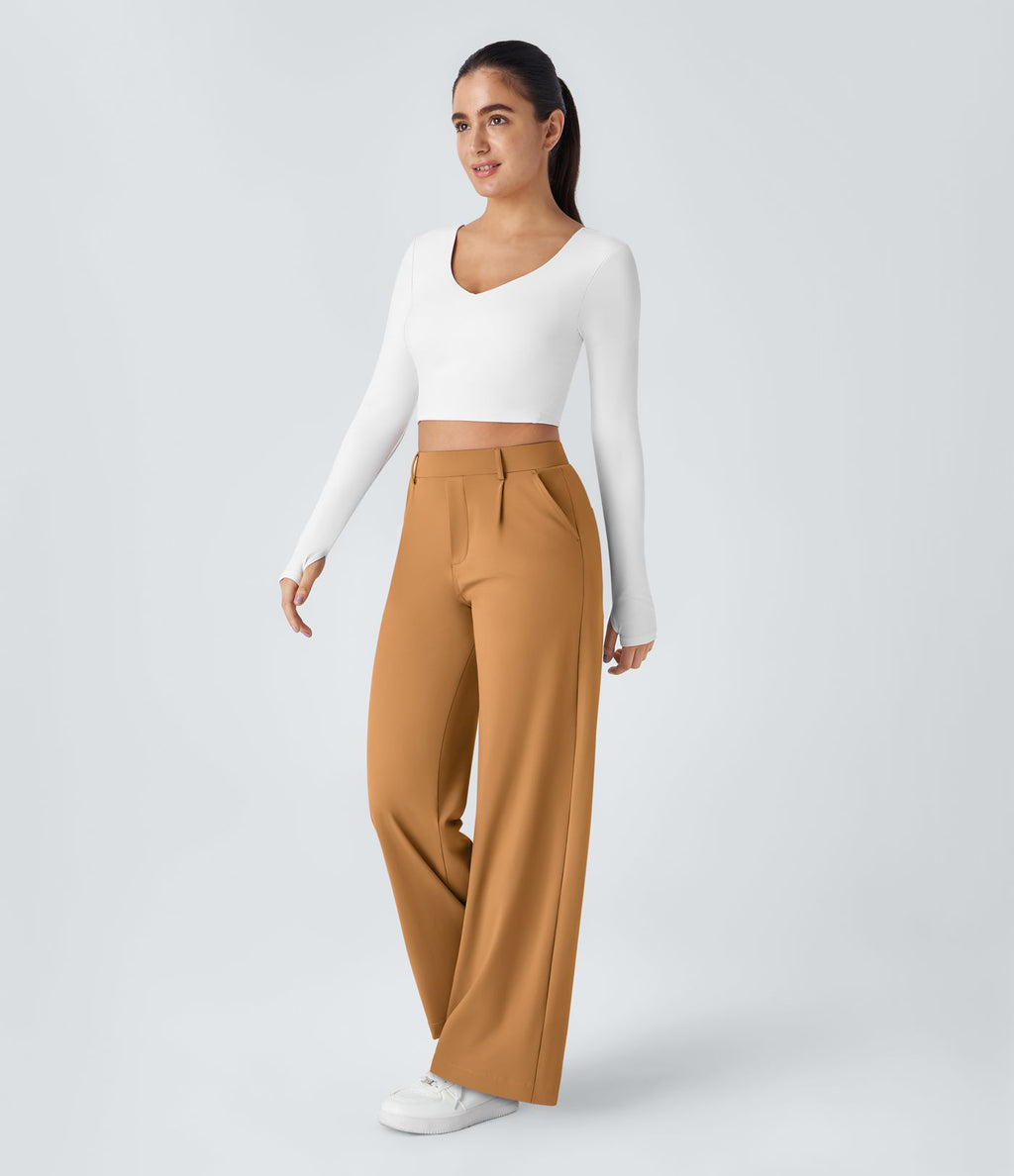 Pantalon tailleur Halara Flex™ DayStretch coupe droite taille haute avec poches