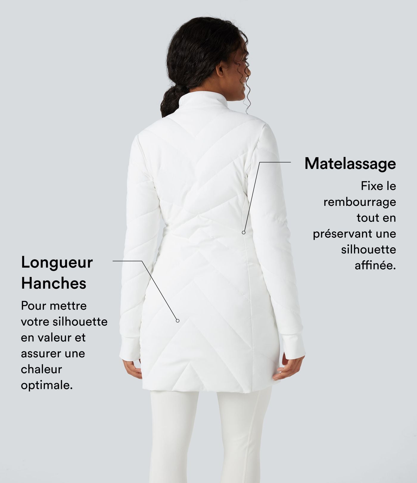 Doudoune PuffFlex col montant double zip avec passants pouces avec poches