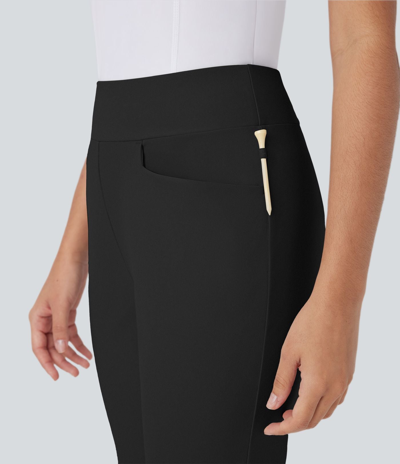 Pantalon de golf taille moyenne à séchage rapide avec multiples poches, fentes et coupe fuselée-Poche pour tee de golf-UPF40+