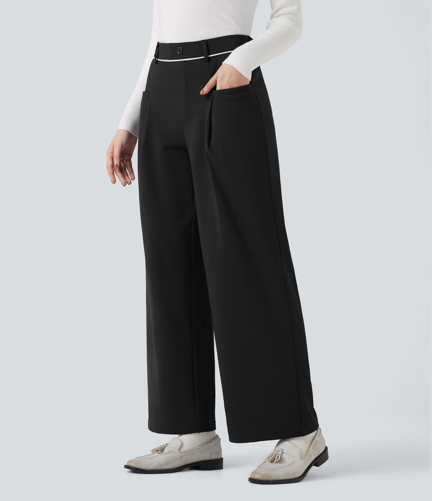 Pantalon tailleur droit thermique SoftlyZero™ Plush taille mi-haute avec poches