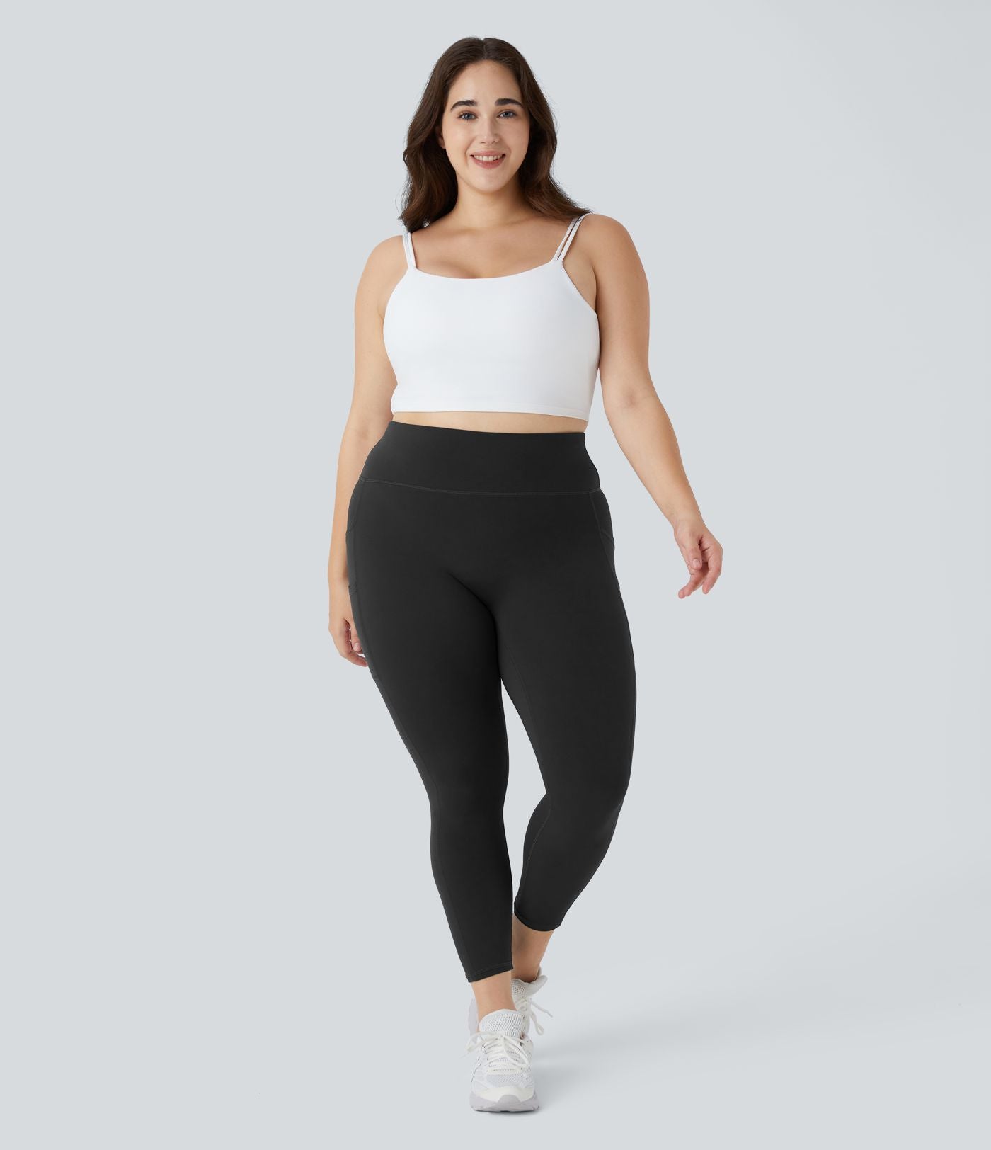 Softlyzero™ Legging Yoga 7/8 Taille Haute à Double Poches Taille Plus Uni