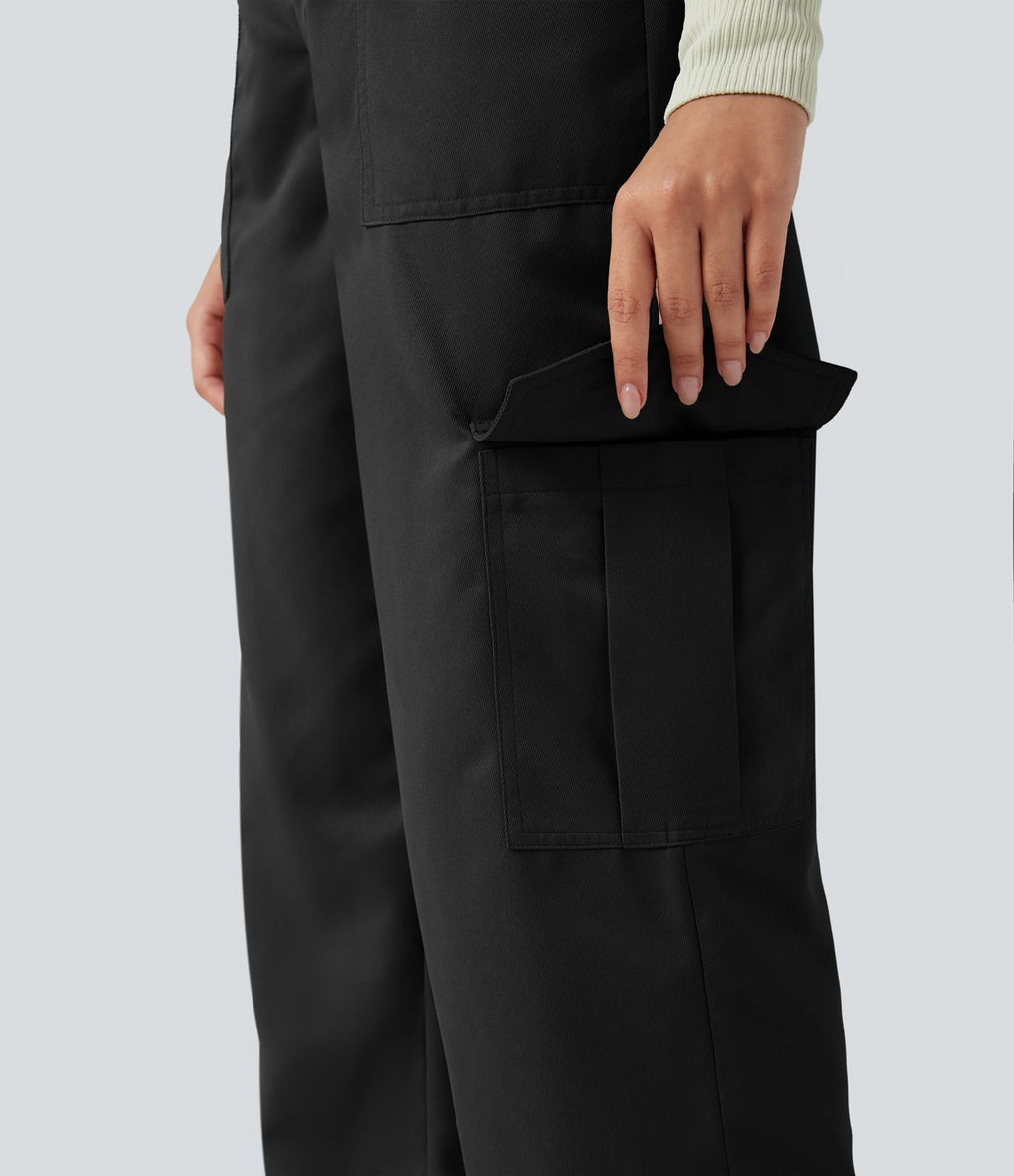 Pantalon coupe droite taille mi-haute avec poches