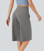 Pantacourt de yoga Cool Touch Softlyzero™ aérien à taille haute croisée, jambe large et poches