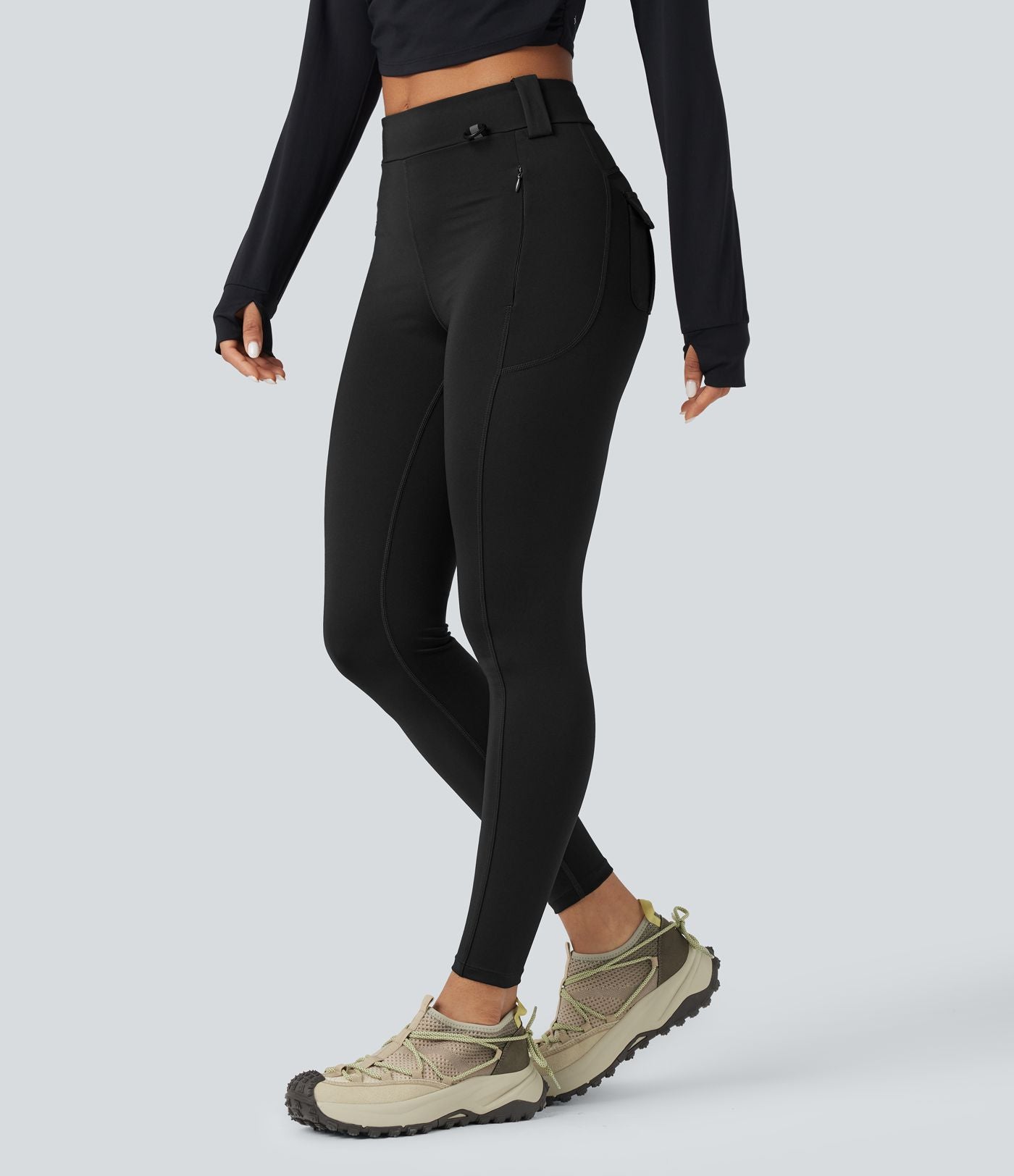 Legging cargo de randonnée résistant à l'usure taille mi-haute avec poches