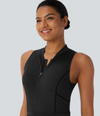 Robe active de golf mini 2-en-1 Softlyzero™ QuickDry à col baseball, demi-zip, sans manches, cordon de serrage et poches multiples - Poche pour tee de golf