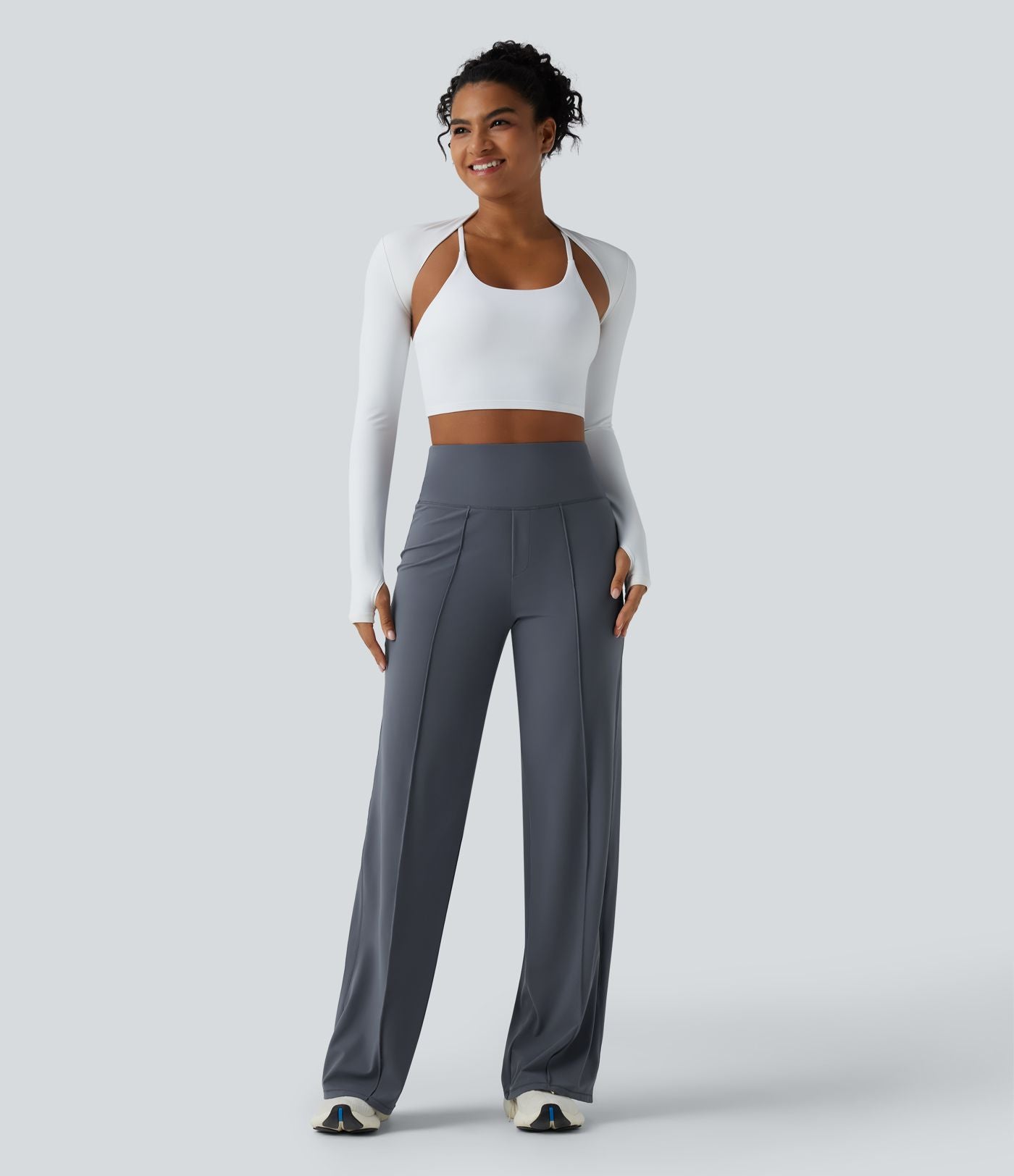 Pantalon de yoga jambes droites taille haute gainant Halara UltraSculpt™ avec poches