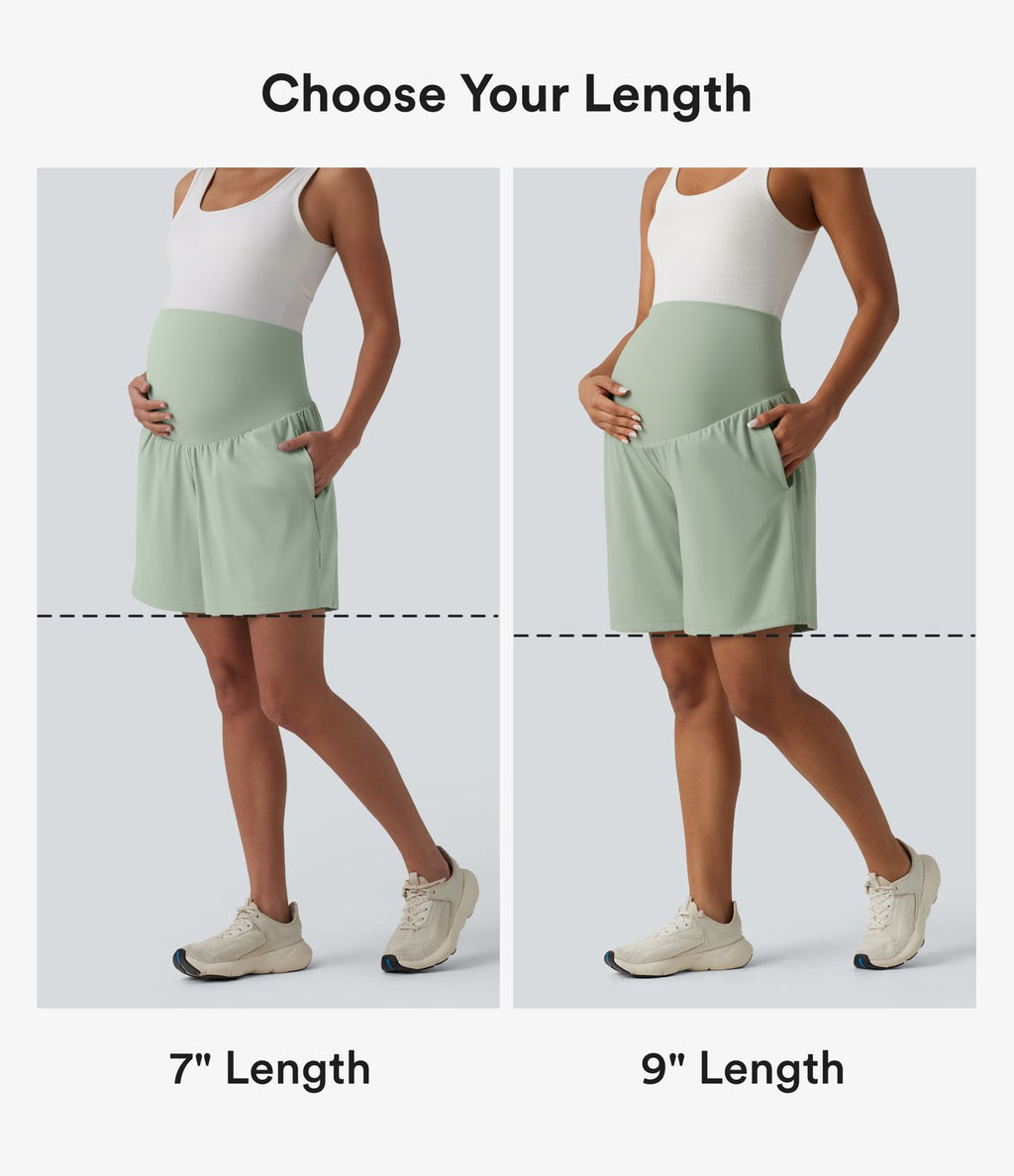 Short de yoga maternité 2-en-1 SoftlyZero™ Airy taille très haute effet frais InstantCool 17,5 cm avec poches