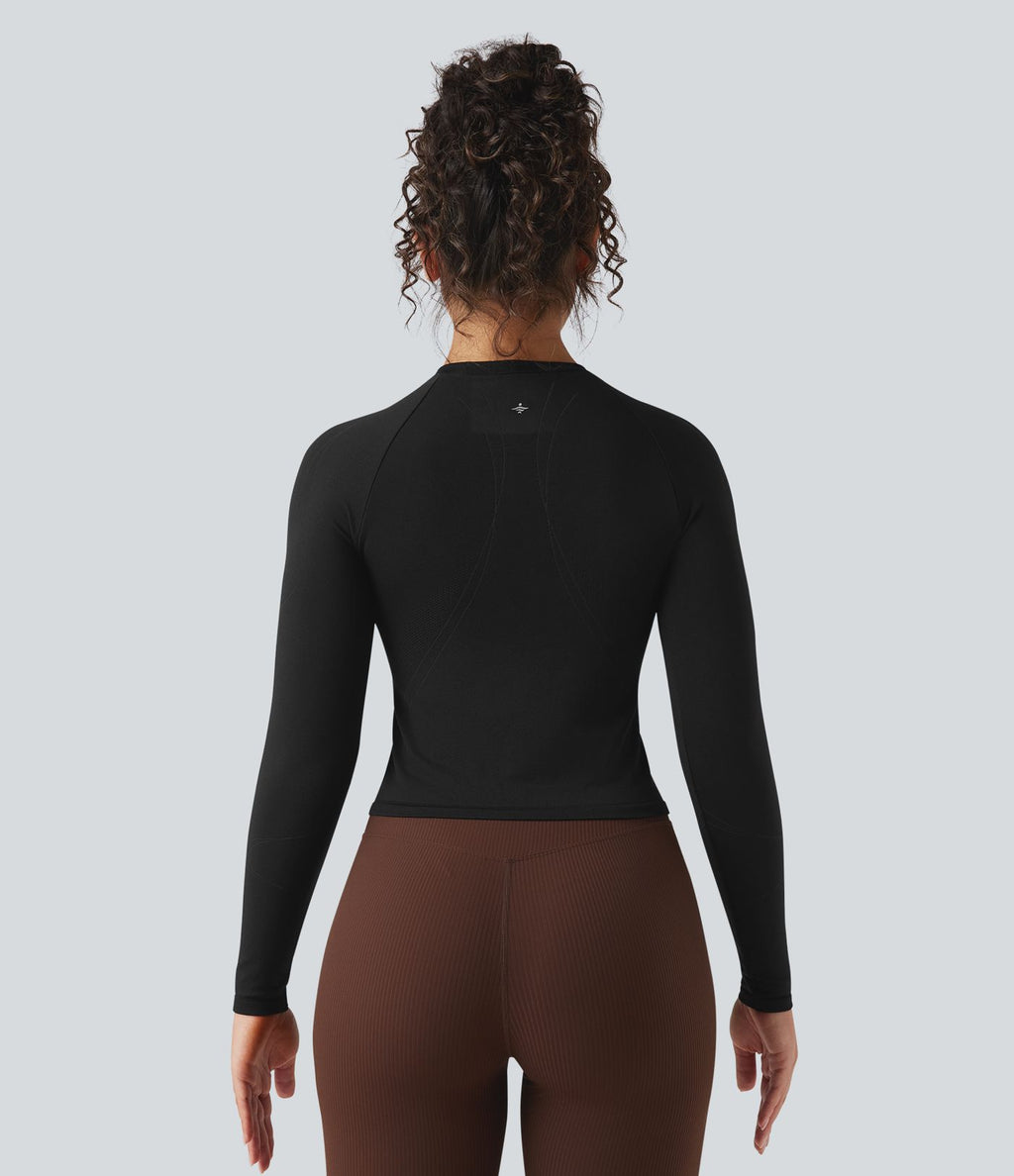 Haut de sport col rond à manches longues sans couture Seamless Flow